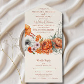 Bohemian Chic Bloemen Terracotta Bruiloft All In One Uitnodiging