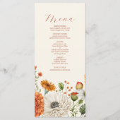 Bohemian Chic Bloemen Terracotta Bruiloft Menu (Voorkant)