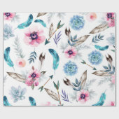Bohemian Chic Floral Boho Meisje Verjaardagsfeest Cadeaupapier (Vlak)