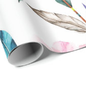 Bohemian Chic Floral Boho Meisje Verjaardagsfeest Cadeaupapier (Rol Hoek)