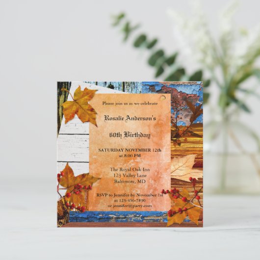 Bohemian Chic Herfst Birthday Party Invitation Kaart (Staand voorkant)