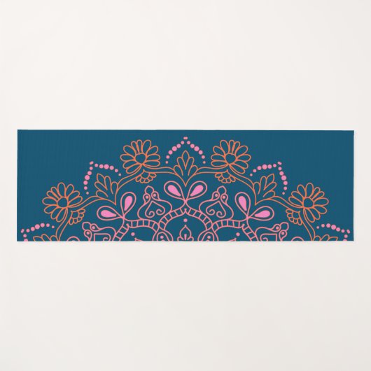 Bohemian Chic Mandala Spirituele Wellness | Blauw Yogamat (Voorkant (horizontaal))