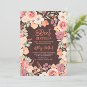 Bohemian chic orange painted fall Sweet 16 Kaart (Staand voorkant)