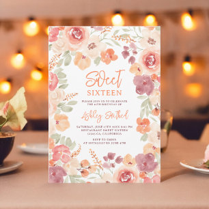 Bohemian chic orange painted fall Sweet 16 Kaart
