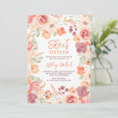 Bohemian chic orange painted fall Sweet 16 Kaart (Staand voorkant)