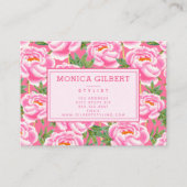 Bohemian Chic Pink Peonies Patroon Visitekaartje (Voorkant)