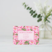 Bohemian Chic Pink Peonies Patroon Visitekaartje (Staand voorkant)