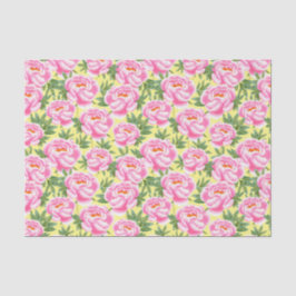 Bohemian Chic Pink Peonies Pattern - Geel Tissuepapier
