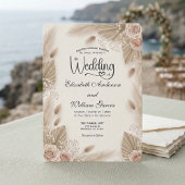 Bohemian Chic Rose Pampas Grass Wedding Kaart