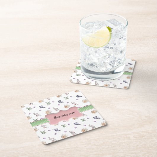 Bohemian Chic Roze Bloemen Boho Zuster GIF Kartonnen Onderzetters (Insitu)