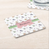 Bohemian Chic Roze Bloemen Boho Zuster GIF Kartonnen Onderzetters (Schuin)