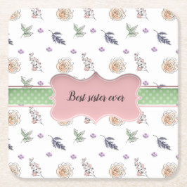 Bohemian Chic Roze Bloemen Boho Zuster GIF Kartonnen Onderzetters