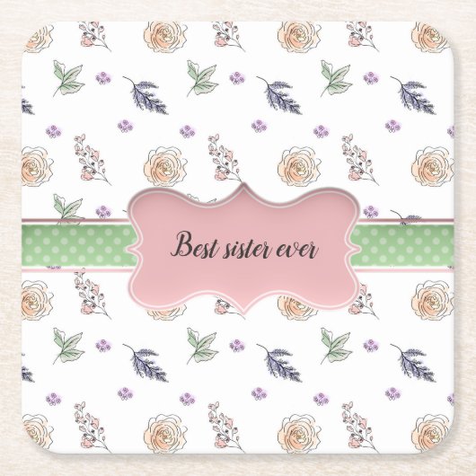 Bohemian Chic Roze Bloemen Boho Zuster GIF Kartonnen Onderzetters (Voorkant)