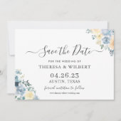 Bohemian Chic Vanilla Blue Wedding Save the Date Kaart (Voorkant)
