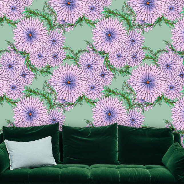 Bohemian Chic Zachte Lavendel Lila Bloesems op Mun Behang (Creator heeft geüpload)