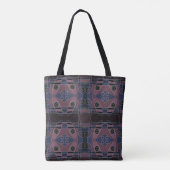 Bohemian Chintz 18 Paarse Blauw Zwart Wit Tote Bag (Achterkant)