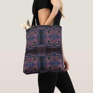 Bohemian Chintz 18 Paarse Blauw Zwart Wit Tote Bag