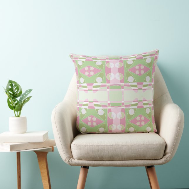 Bohemian Chintz 19 Groen Roze Wit Kussen (Stoel)