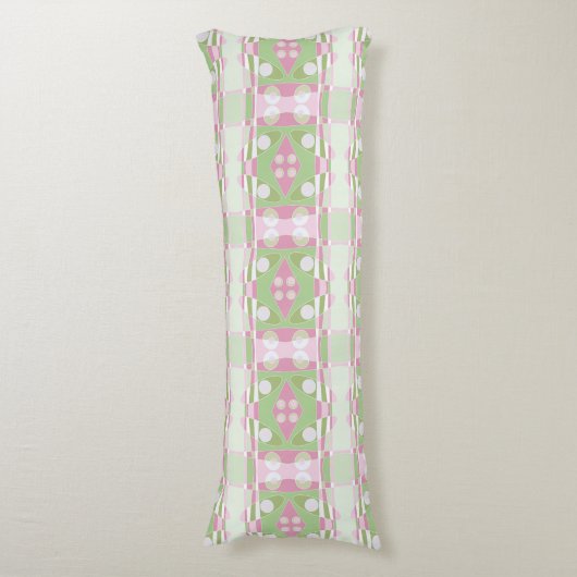 Bohemian Chintz 19 pastel groen roze wit Lichaamskussen (Voorkant Verticaal)