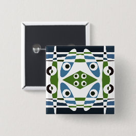 Bohemian Chintz 1 Blue Green Pin Button