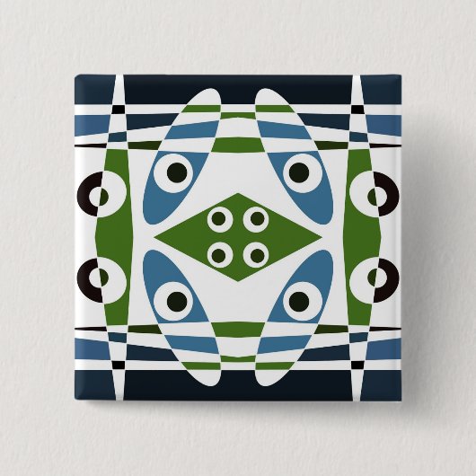 Bohemian Chintz 1 Blue Green Pin Button (Voorkant)