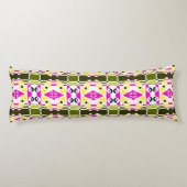 Bohemian Chintz 39 Olijfgeel Fuchsia Roze Lichaamskussen (Achterkant)
