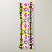 Bohemian Chintz 39 Olijfgeel Fuchsia Roze Lichaamskussen (Voorkant Verticaal)