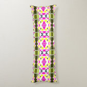 Bohemian Chintz 39 Olijfgeel Fuchsia Roze Lichaamskussen (Achterkant (Verticaal))