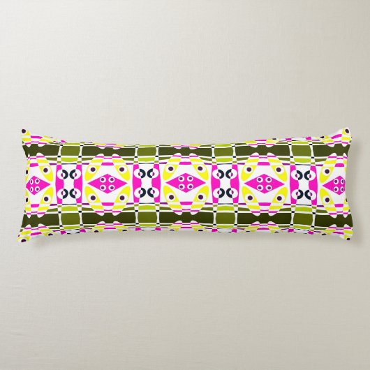 Bohemian Chintz 39 Olijfgeel Fuchsia Roze Lichaamskussen (Voorkant)