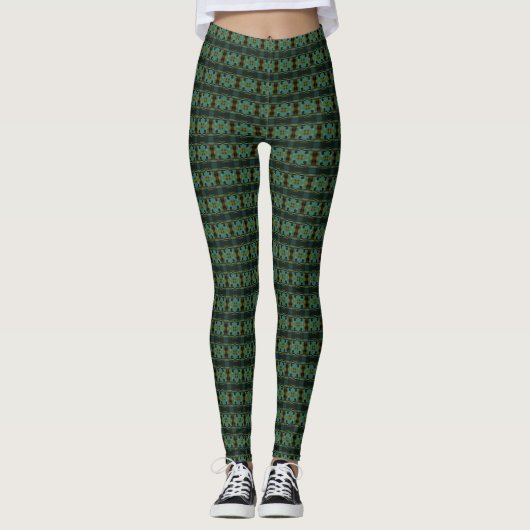 Bohemian Chintz 80 Stoffige Jade Olive Leggings (Voorkant)