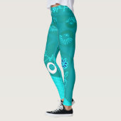 Bohemian Chintz Illustratie Blauwgroen 1 Leggings (Links)