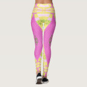 Bohemian Chintz illustratie geel roze groen Leggings (Achterkant)