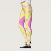 Bohemian Chintz illustratie geel roze groen Leggings (Links)