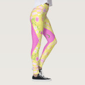 Bohemian Chintz illustratie geel roze groen Leggings (Rechts)