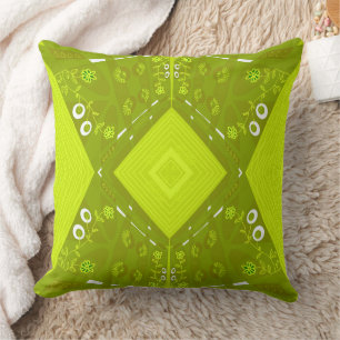 Bohemian Chintz Illustratie Groene Olijf Avocado Kussen
