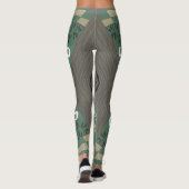 Bohemian Chintz Illustratie Groene Paddestoel Wit Leggings (Achterkant)