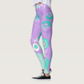 Bohemian Chintz Illustratie Lila Spearmint Wit Leggings (Links)