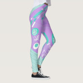 Bohemian Chintz Illustratie Lila Spearmint Wit Leggings (Rechts)