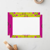 Bohemian Chintz illustratie Mosterd Fuchsia Naam Notitiekaartje (Voorkant / Achterkant in situ)