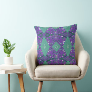 Bohemian Chintz Illustratie Paarse Spearmint Kussen