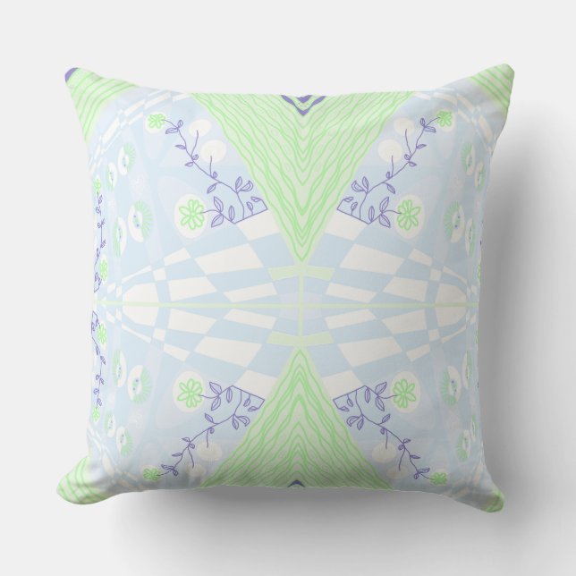 Bohemian Chintz illustratie pastel blauw groen Kussen (Voorkant)