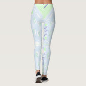 Bohemian Chintz illustratie pastel blauw groen Leggings (Achterkant)