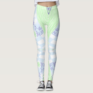Bohemian Chintz illustratie pastel blauw groen Leggings