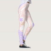 Bohemian Chintz Illustratie Pastel Roze Lavendel Leggings (Rechts)