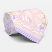 Bohemian Chintz Illustratie Pastel Roze Lavendel Stropdas (Opgerold)