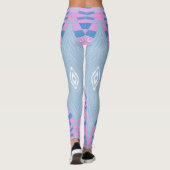Bohemian Chintz Illustratie Roze Blauw Wit 2 Leggings (Achterkant)