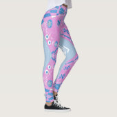 Bohemian Chintz Illustratie Roze Blauw Wit 2 Leggings (Rechts)