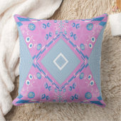 Bohemian Chintz Illustratie Roze Blauw Wit Kussen (Deken)