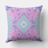 Bohemian Chintz Illustratie Roze Blauw Wit Kussen (Achterkant)
