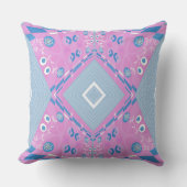 Bohemian Chintz Illustratie Roze Blauw Wit Kussen